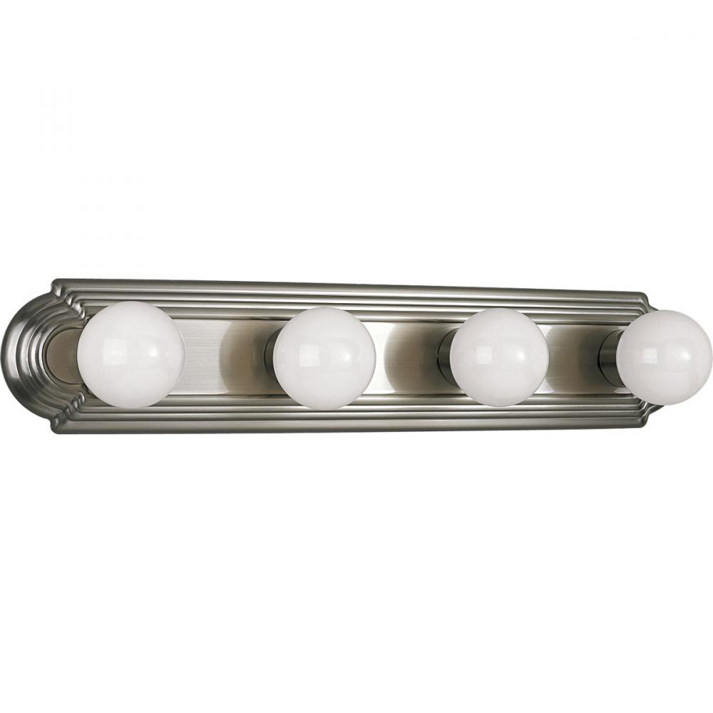 Broadway Collection Four-Light Brushed Nickel Traditional Bath Vanity Light