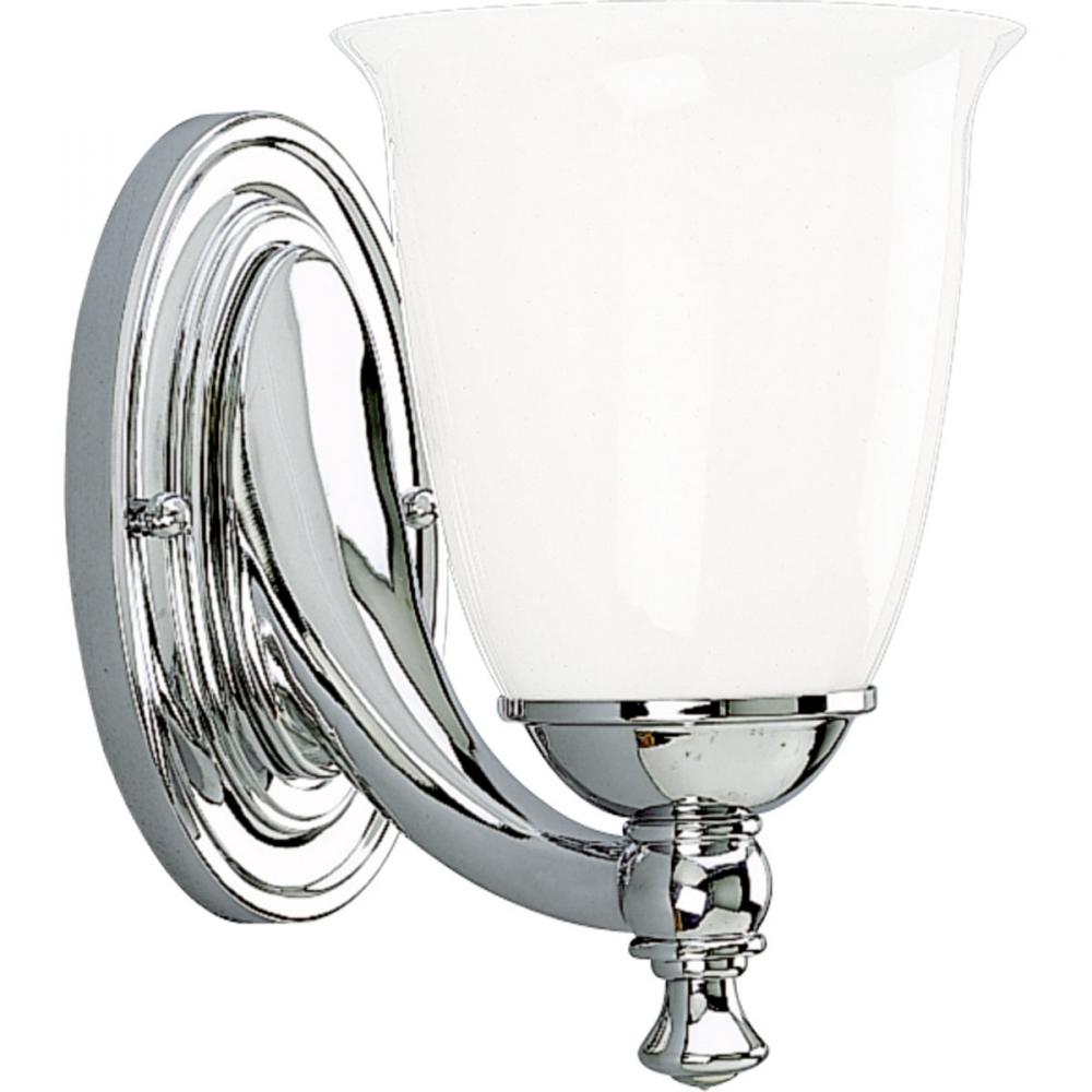 Victorian Collection One-Light Polished Chrome White Opal Glass Farmhouse Bath Vanity Light