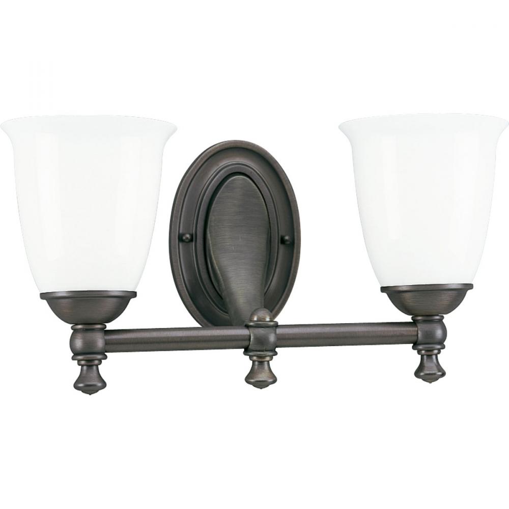 Victorian Collection Two-Light Venetian Bronze White Opal Glass Farmhouse Bath Vanity Light