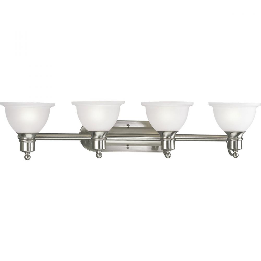 Madison Collection Four-Light Brushed Nickel Etched Glass Traditional Bath Vanity Light