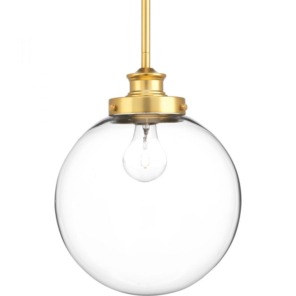 Penn Collection One-Light Natural Brass Clear Glass Farmhouse Pendant Light