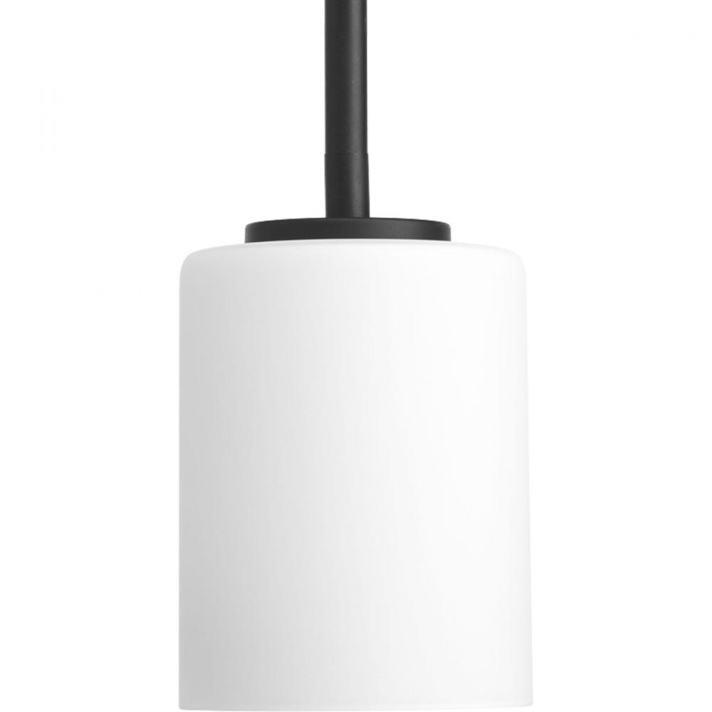 Replay Collection One-Light Textured Black Etched White Glass Modern Mini-Pendant Light