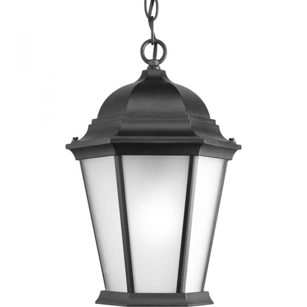 One Light Black  Etched Glass Hanging Lantern