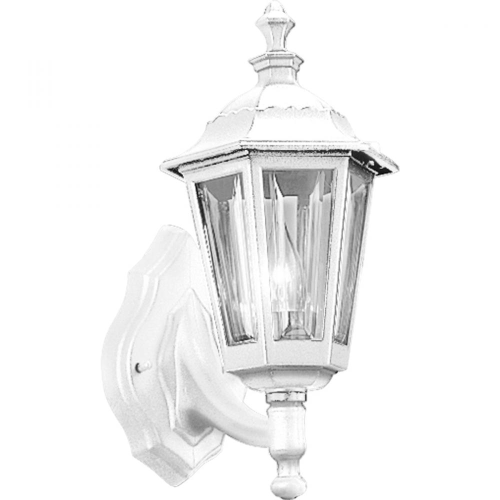 One Light White Clear Beveled Glass Wall Lantern