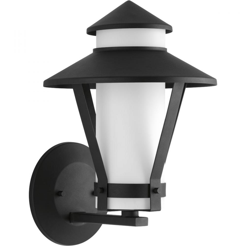 One Light Black  Etched Opal Glass Wall Lantern