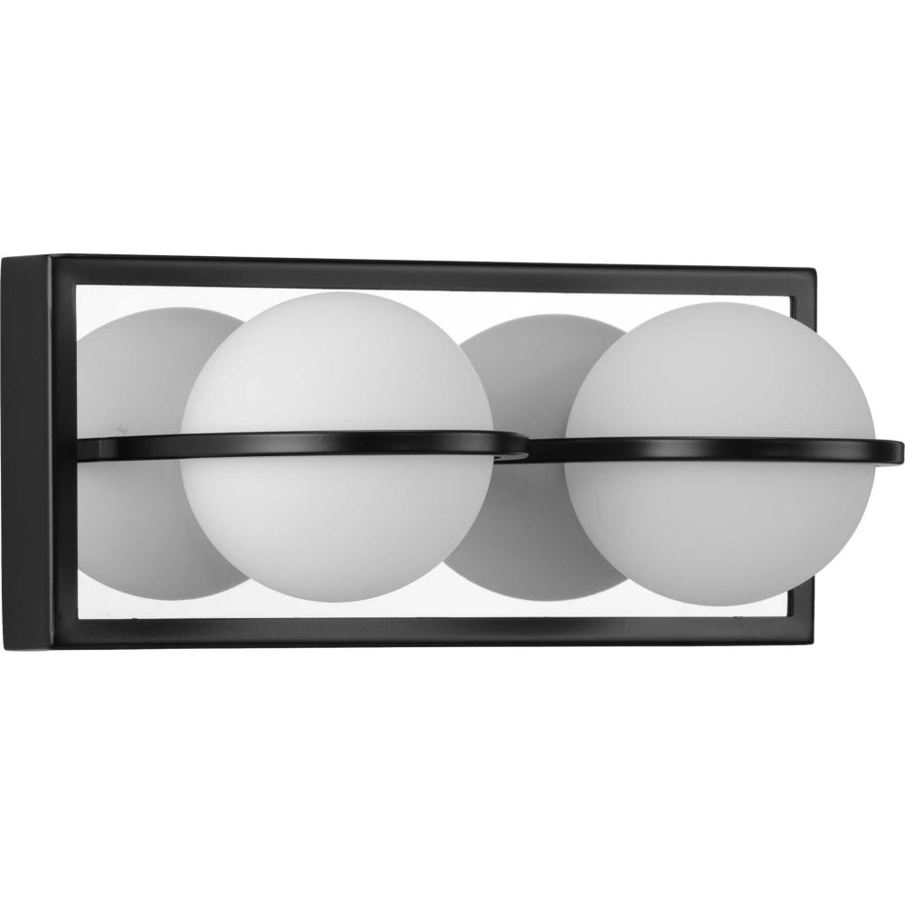 Pearl LED Collection Two-Light Matte Black and Opal Glass Modern Style Bath Vanity Wall Light