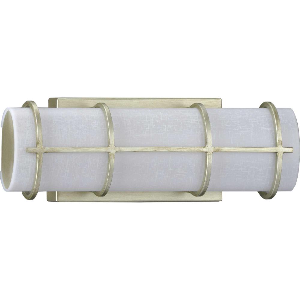 Grid LED Collection 14-inch Silver Ridge and White Linen Acrylic Modern Style Bath Vanity Wall Light