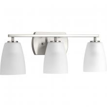 Progress P300133-009 - Leap Collection Three-Light Brushed Nickel Etched Glass Modern Bath Vanity Light