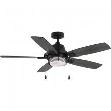 Progress P250095-31M-WB - Freestone Collection 52 in. Five-Blade Matte Black Transitional Ceiling Fan with LED Lamped Light Ki