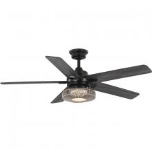 Progress P250101-31M-30 - Schaal Collection 52 in. Five-Blade Matte Black Coastal Ceiling Fan with Integrated LED Light