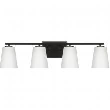 Progress P300464-31M - Vertex Collection Four-Light Matte Black Etched White Glass Contemporary Bath Light
