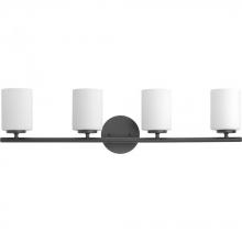 Progress P2160-31 - Replay Collection Four-Light Textured Black Etched Glass Modern Bath Vanity Light