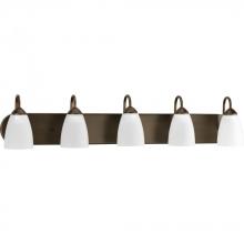 Progress P2713-20 - Gather Collection Five-Light Antique Bronze Etched Glass Traditional Bath Vanity Light