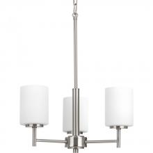 Progress P4318-09 - Replay Collection Three-Light Brushed Nickel Etched Glass Modern Chandelier Light