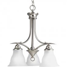 Progress P4324-09 - Trinity Collection Three-Light Brushed Nickel Etched Glass Traditional Chandelier Light