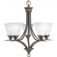 Progress P4328-20 - Trinity Collection Five-Light Antique Bronze Etched Glass Traditional Chandelier Light