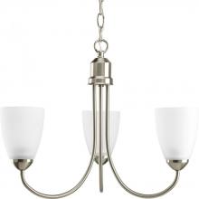 Progress P4440-09 - Gather Collection Three-Light Brushed Nickel Etched Glass Traditional Chandelier Light
