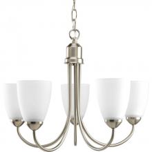 Progress P4441-09 - Gather Collection Five-Light Brushed Nickel Etched Glass Traditional Chandelier Light