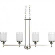 Progress P4619-09 - Alexa Collection Four-Light Brushed Nickel Etched Linen With Clear Edge Glass Modern Linear Chandeli
