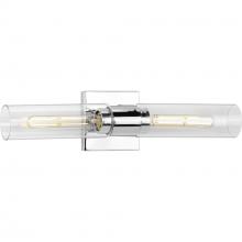Progress P300300-015 - Clarion Collection Two-Light Polished Chrome and Clear Glass Modern Style Bath Vanity Wall Light