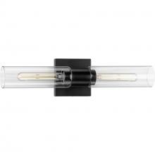 Progress P300300-031 - Clarion Collection Two-Light Matte Black and Clear Glass Modern Style Bath Vanity Wall Light