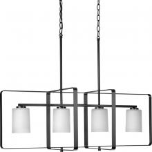 Progress P400287-31M - League Collection Four-Light Matte Black and Etched Glass Modern Farmhouse Chandelier Light