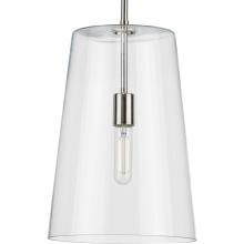 Progress P500242-104 - Clarion Collection One-Light Polished Nickel Clear Glass Transitional Pendant