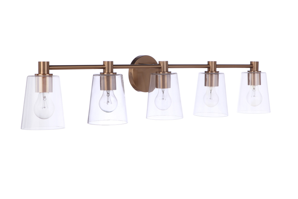 Emilio 5 Light Vanity in Satin Brass