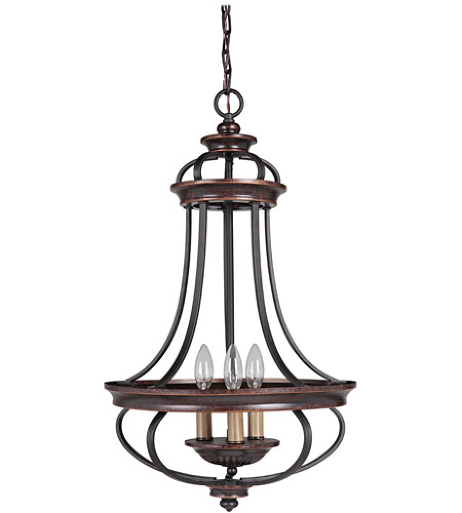 Stafford 3 Light Foyer in Aged Bronze/Textured Black
