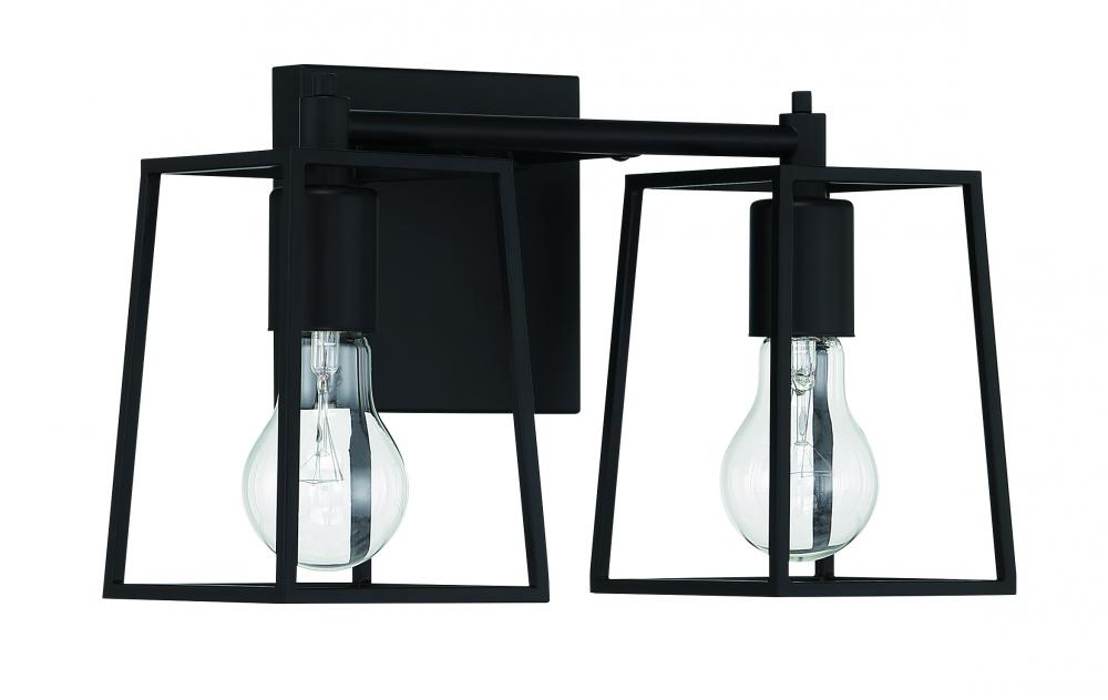 Dunn 2 Light Vanity in Flat Black