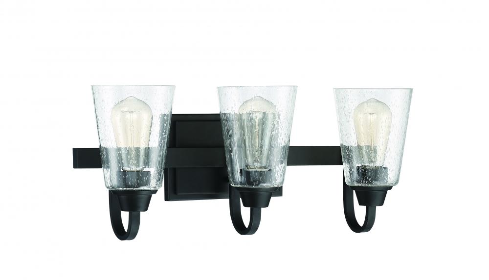 Grace 3 Light Vanity in Espresso (Clear Seeded Glass)