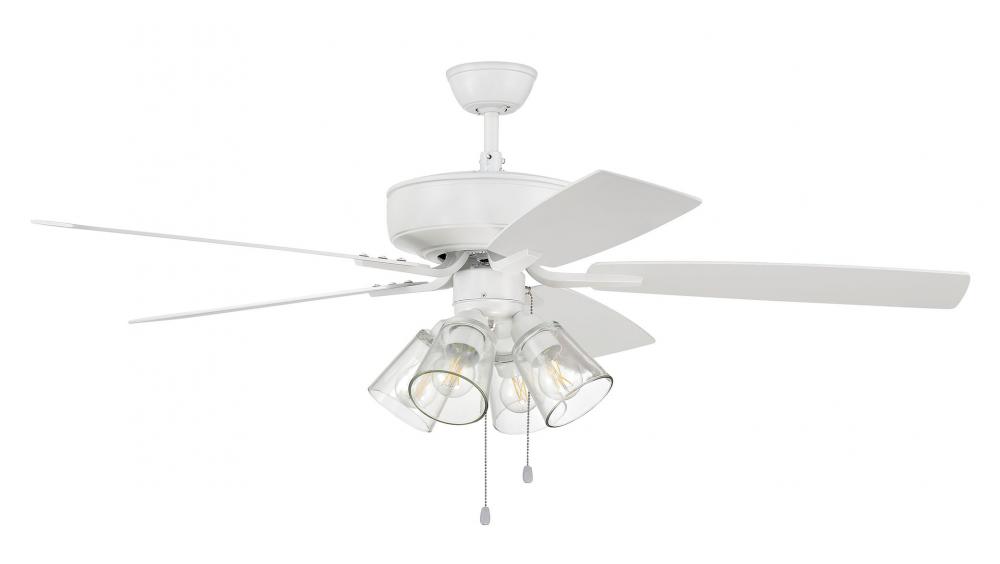 Pro Plus 104 52" 5-Blade Ceiling Fan in White w/ White/Washed Oak Blades; Integrated Light Kit