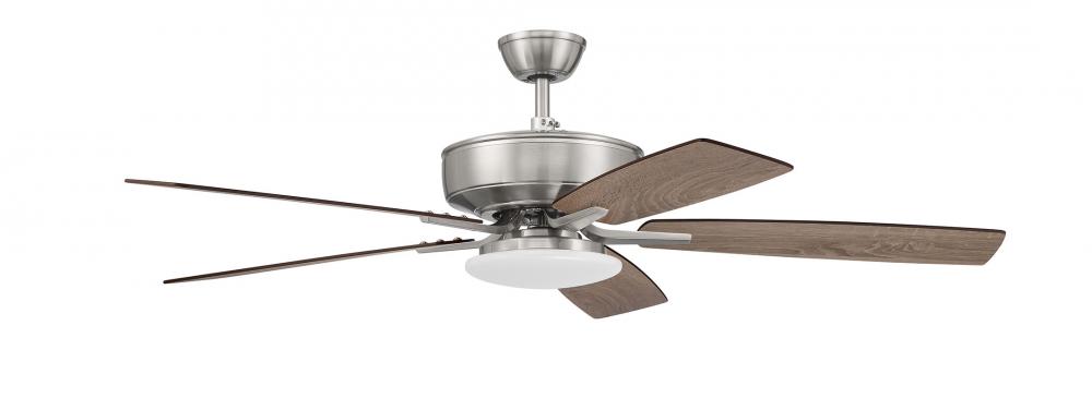 Pro Plus 112 52" 5-Blade Ceiling Fan in Brushed Polished Nickel w/ Driftwood/Grey Walnut Blades