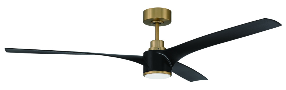 Phoebe 60" 3-Blade Ceiling Fan in Flat Black/Satin Brass w/ Flat Black Blades