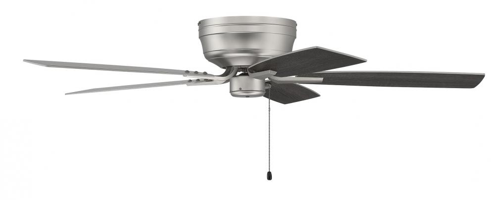 Pro Plus Hugger 52" 5-Blade Ceiling Fan in Brushed Nickel w/ Brushed Nickel/Greywood Blades