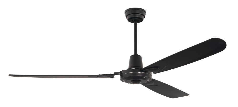 Velocity 58" 3-Blade Ceiling Fan in Flat Black w/ Flat Black Blades; Not Light Kit Adaptable