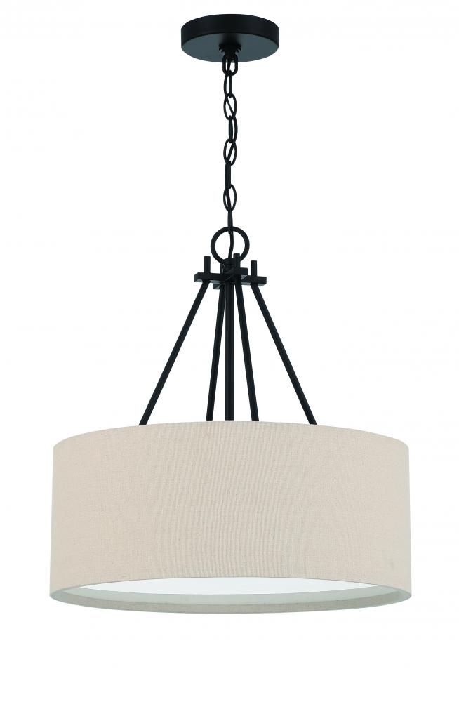 Duke 3 Light 18" Pendant in Flat Black