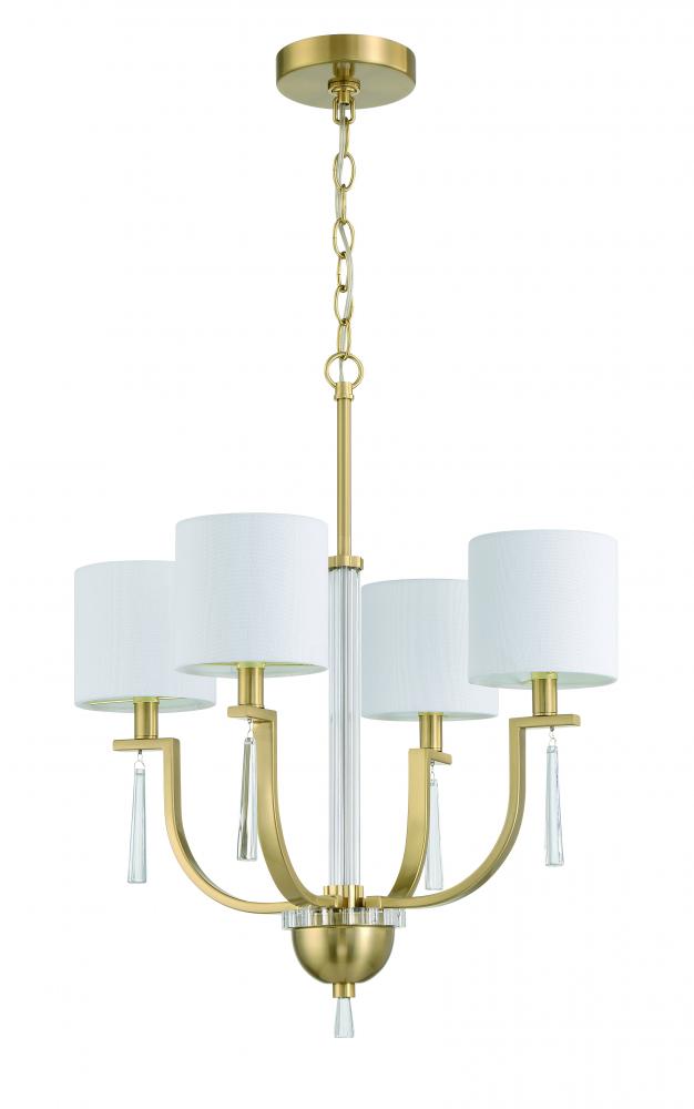 Fortuna 4 Light Chandelier in Satin Brass