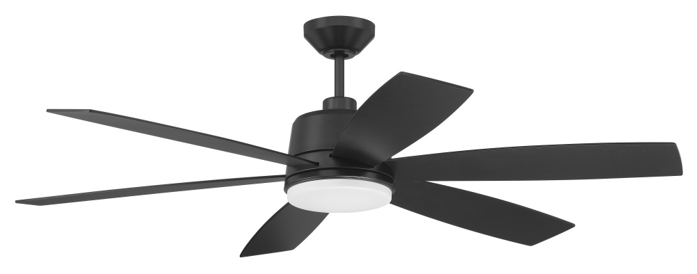 Hogan 54" 6-Blade Indoor/Outdoor (Damp) Ceiling Fan in Flat Black Finish, Blades Included