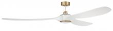 Craftmade EVY84WSB3 - Envy 84" 3-Blade Ceiling Fan in White/Satin Brass w/ White Blades; Light Kit Included (optional)