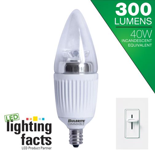 5W LED B11 CLEAR 2700K DIMMABLE E12 120V