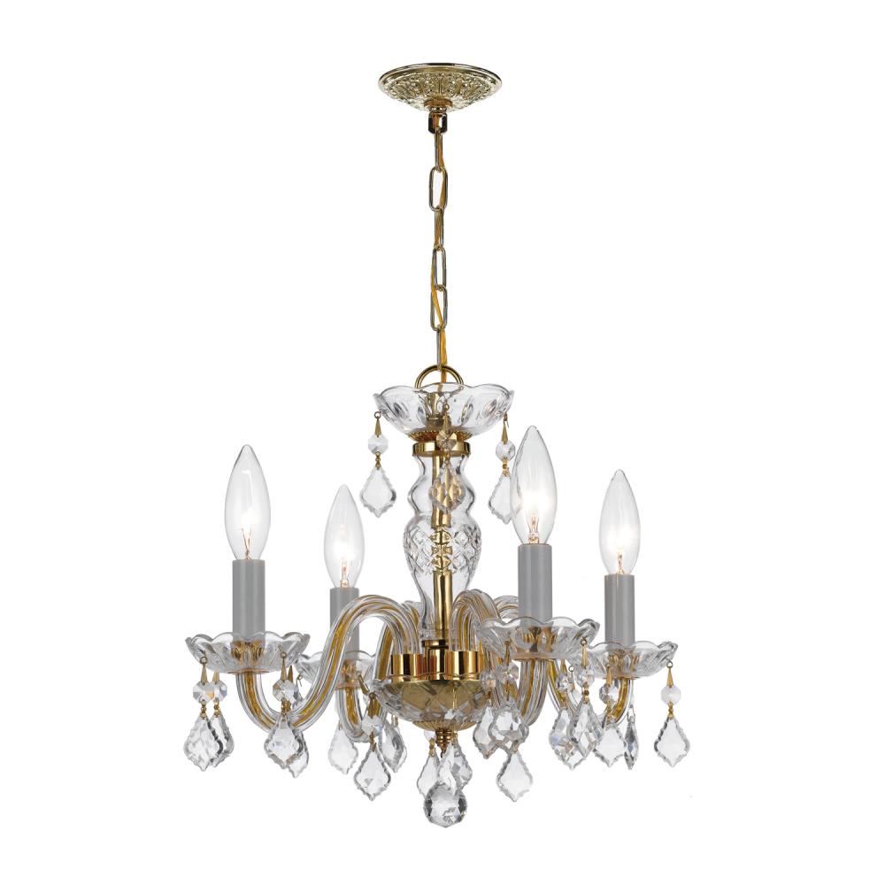 Traditional Crystal 15'' Hand Cut Crystal Polished Brass Chandelier