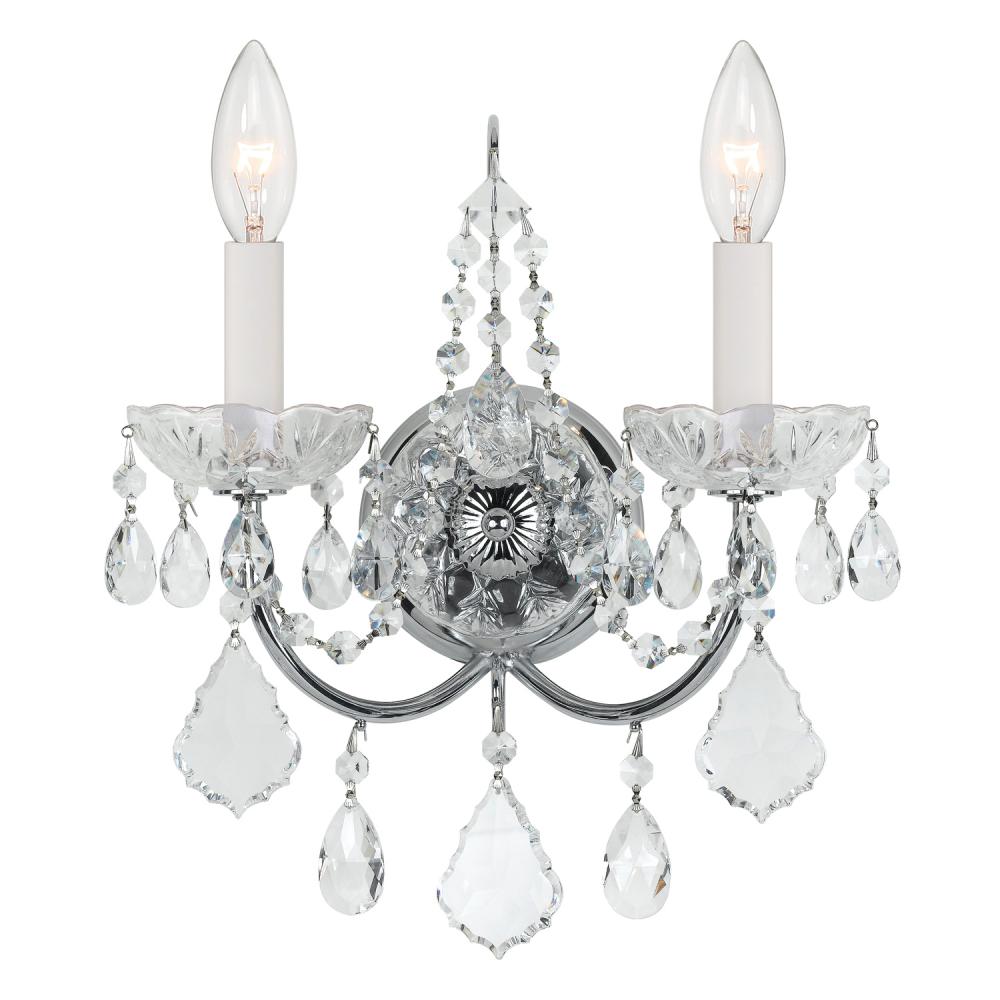 Imperial 12'' Hand Cut Crystal Polished Chrome Sconce