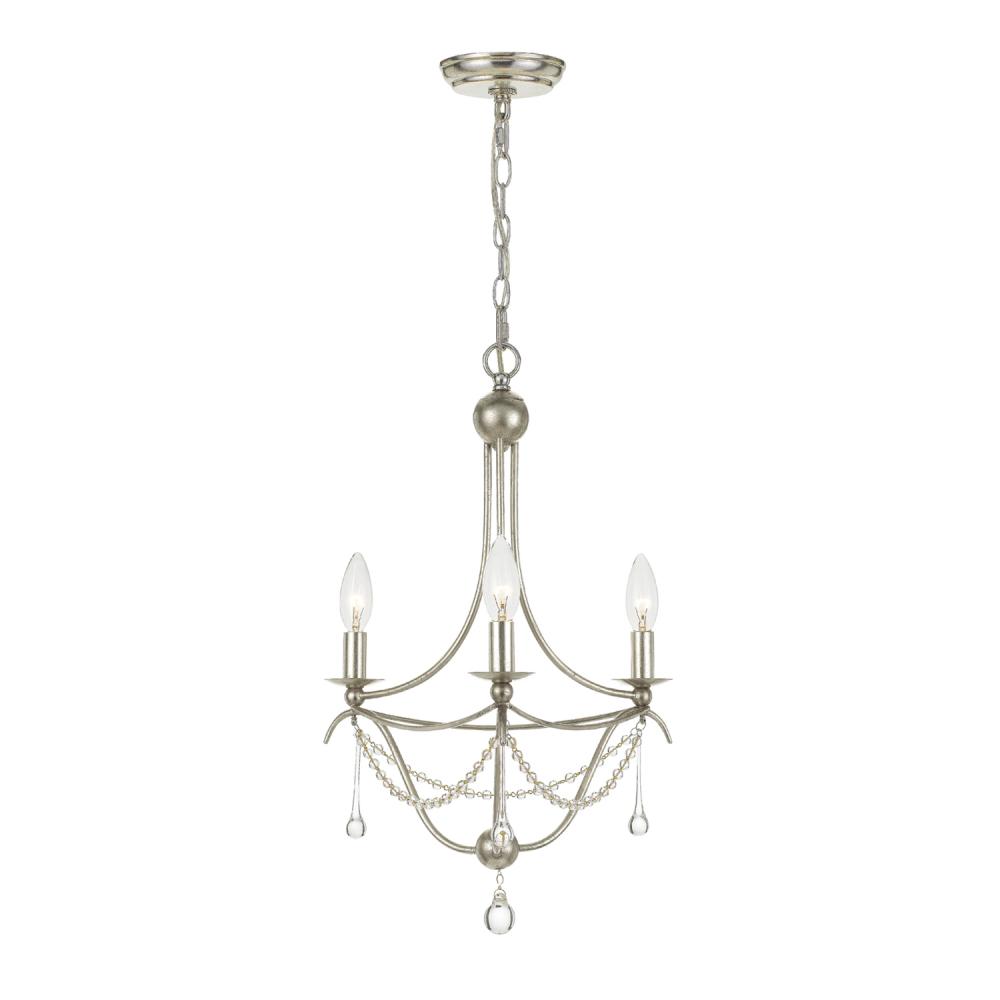 Metro 3 Light Antique Silver Mini Chandelier