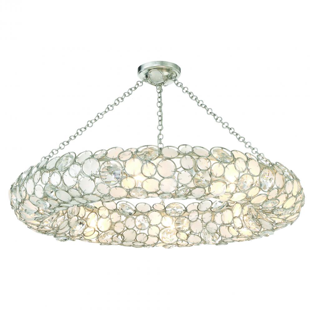 Palla 8 Light Antique Silver Semi Flush Mount