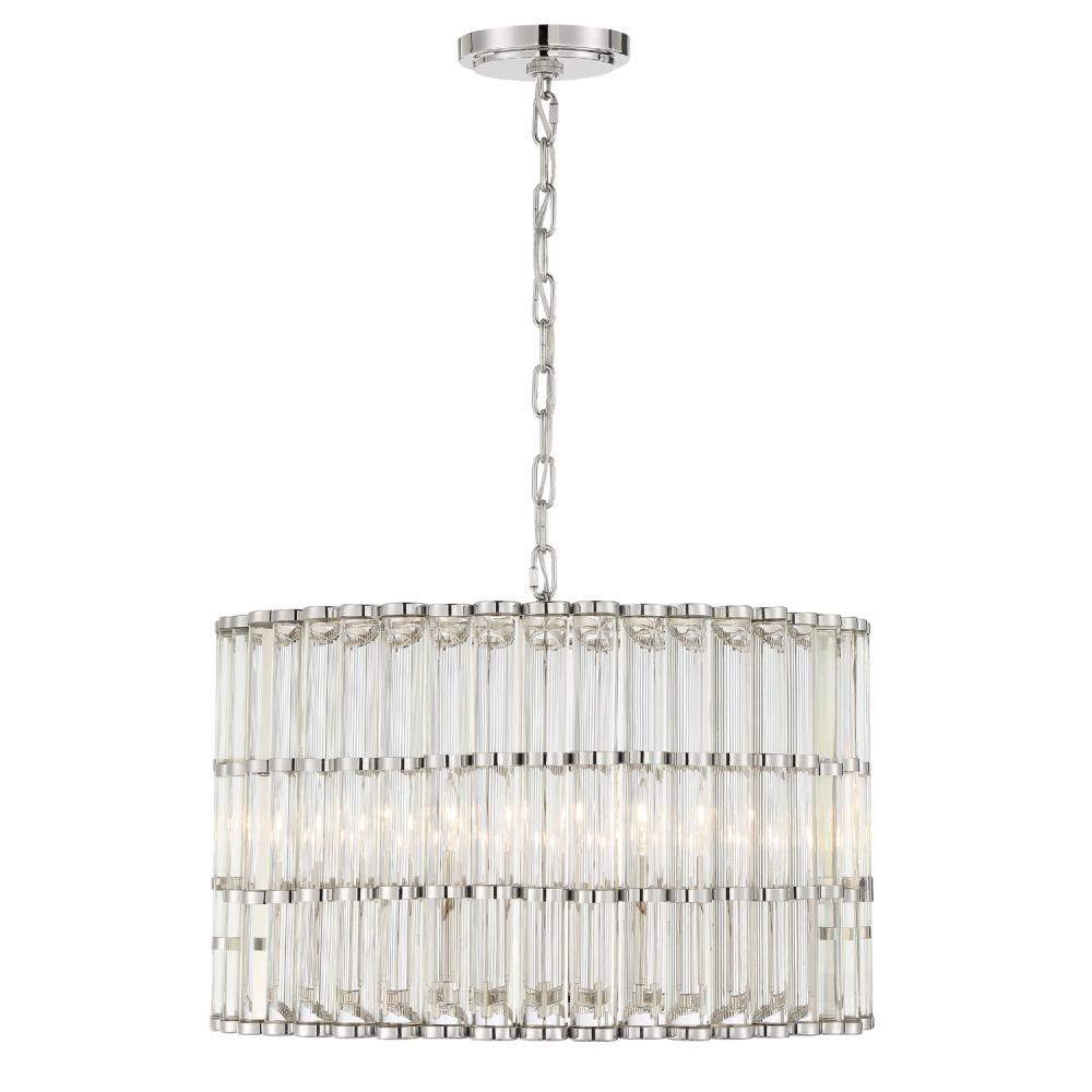 Libby Langdon for Crystorama Elliot 6 Light Polished Nickel Chandelier