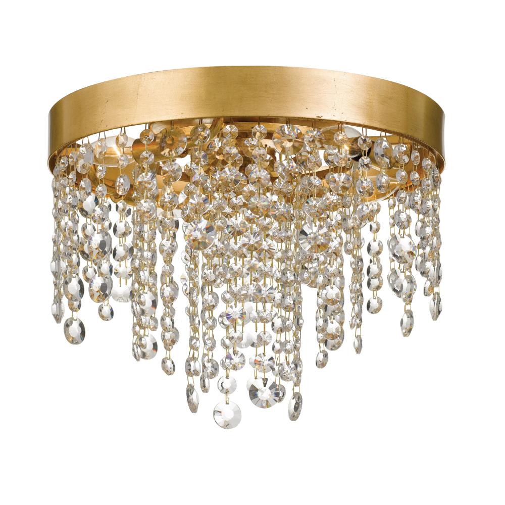 Winham 4 Light Antique Gold Crystal Flush Mount