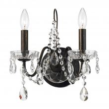 Crystorama 3022-EB-CL-MWP - Butler 2 Light Hand Cut Crystal English Bronze Sconce