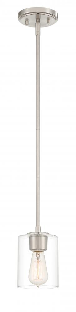 Liam Collection - 1 Light - Mini Pendant - 5"W - 7.25"H - Satin Platinum Finish