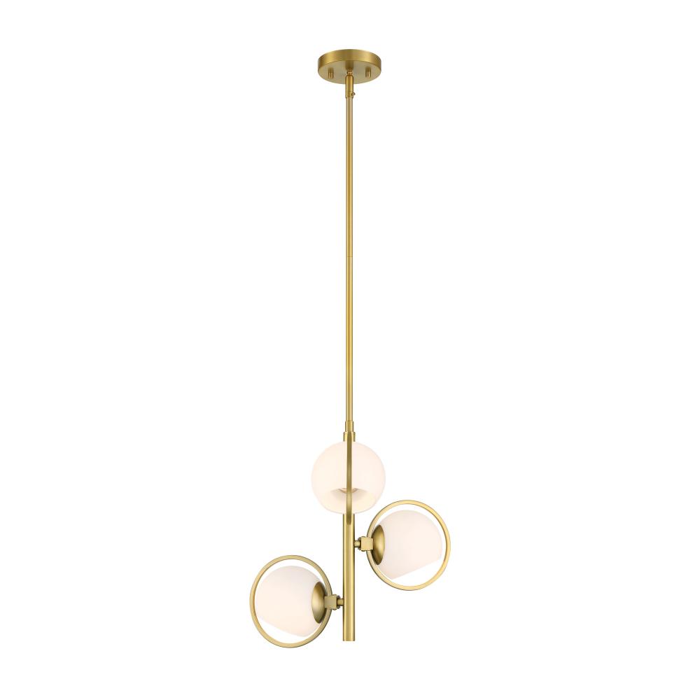 Teatro 15 in. 3-Light Brushed Gold Modern Pendant Light